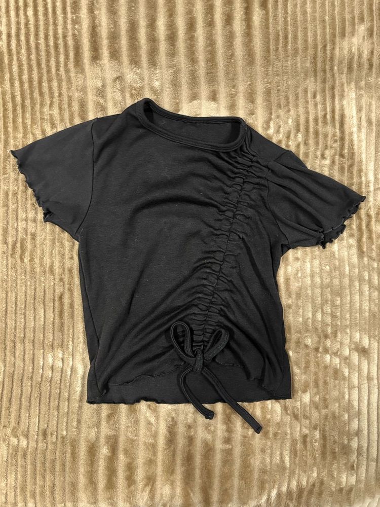 Black Drawstring crop top