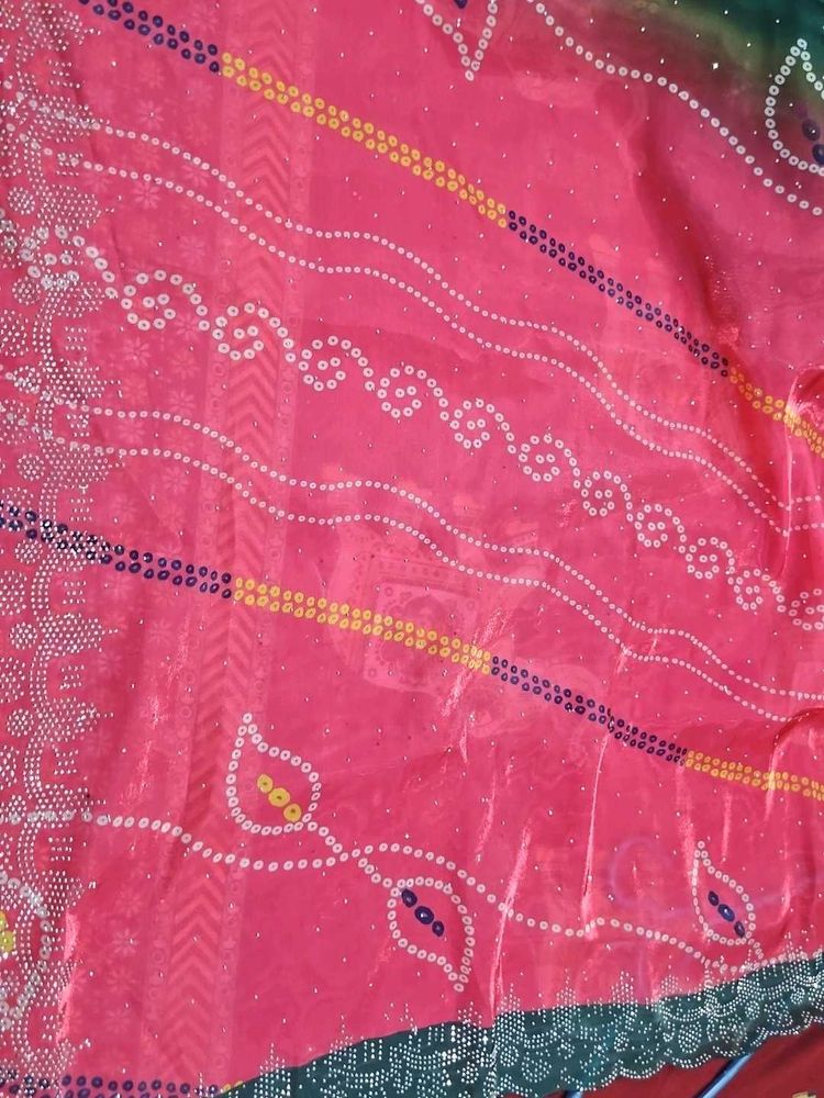 Pink Bandhani Saree