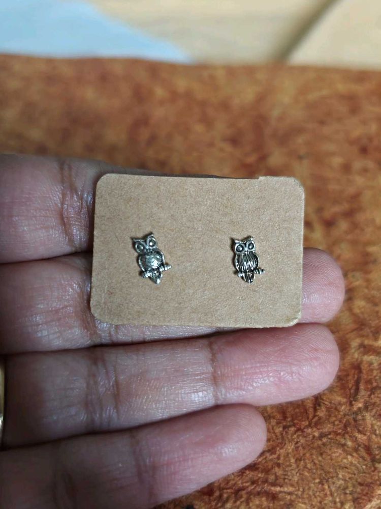 92.5| silver tiny Owl Stud Earrings
