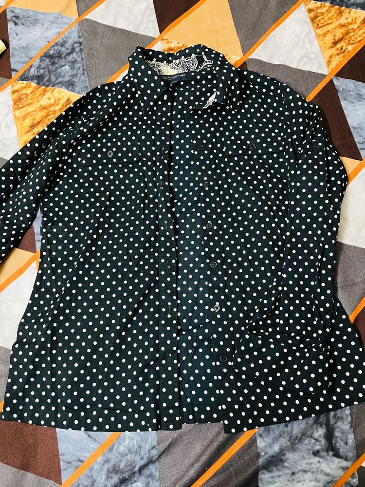 Black Shirt With White Dots