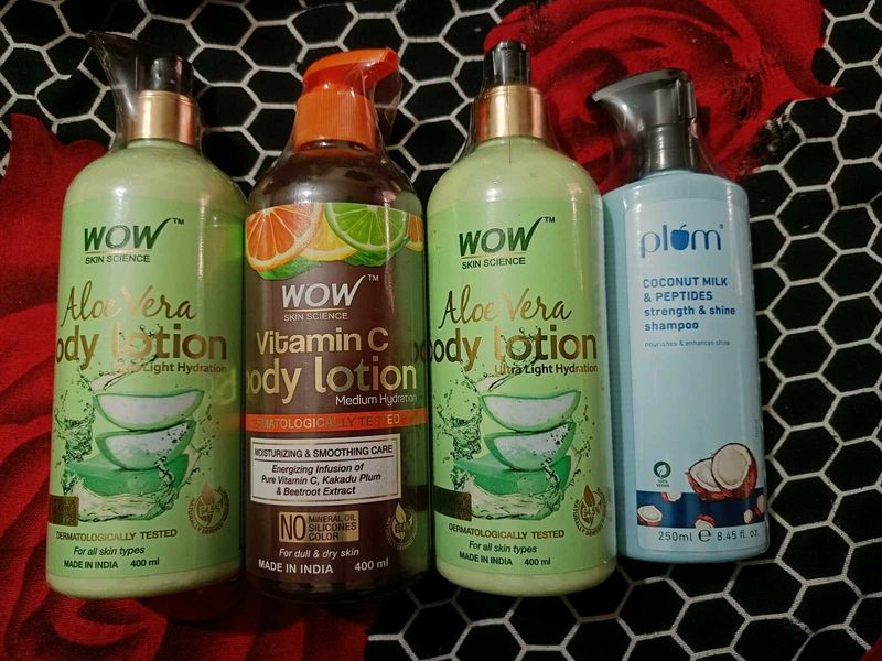 Pack Of 4, 3 Body Lotion , Coconut Shampoo