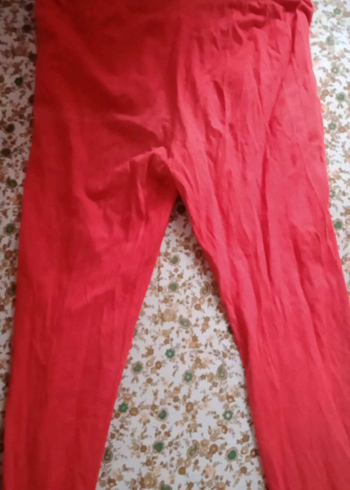 Red Leggings With Adjustable Waist Band