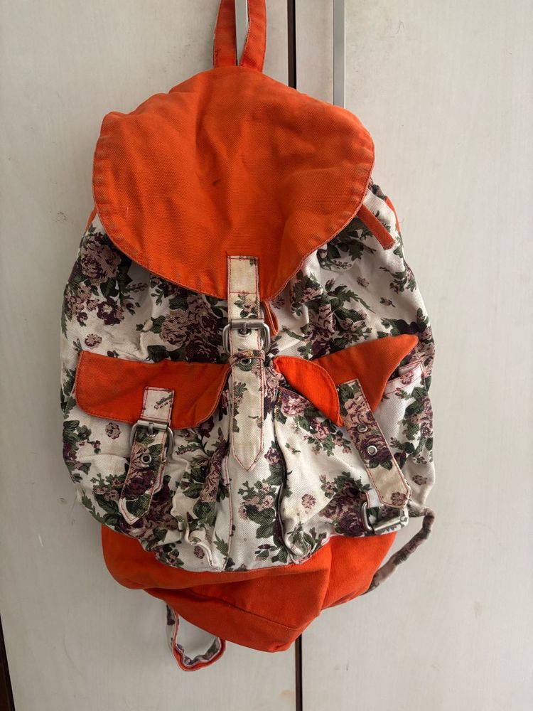 Floral &amp; Orange Backpack