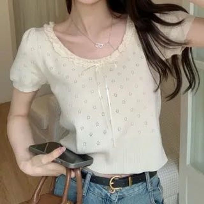Cute Lace Trim Top