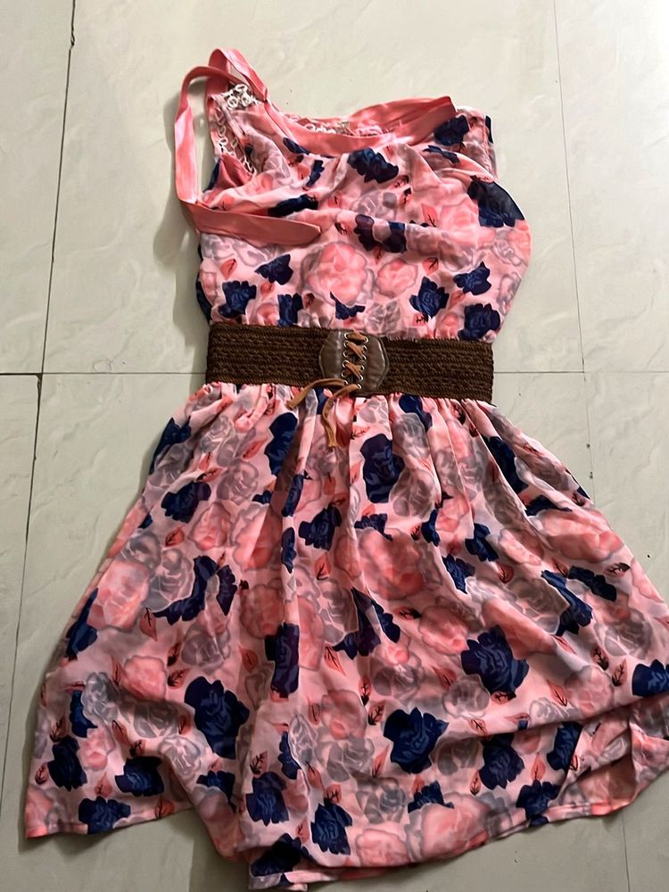 Floral Dress with Belt