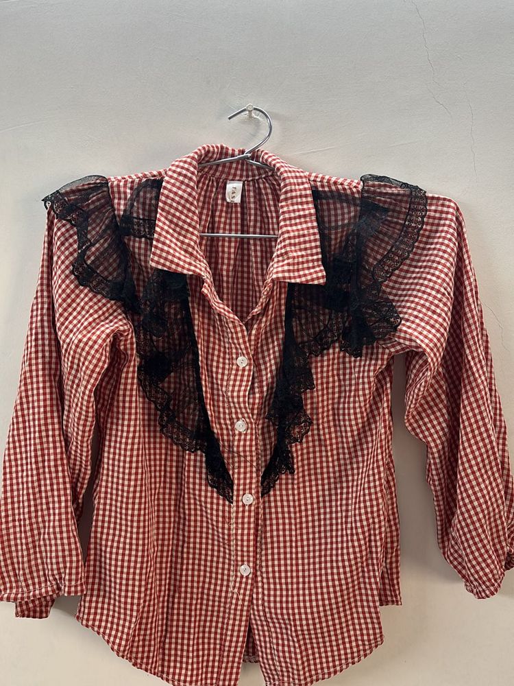 Cute Korean Lace Shirt Top