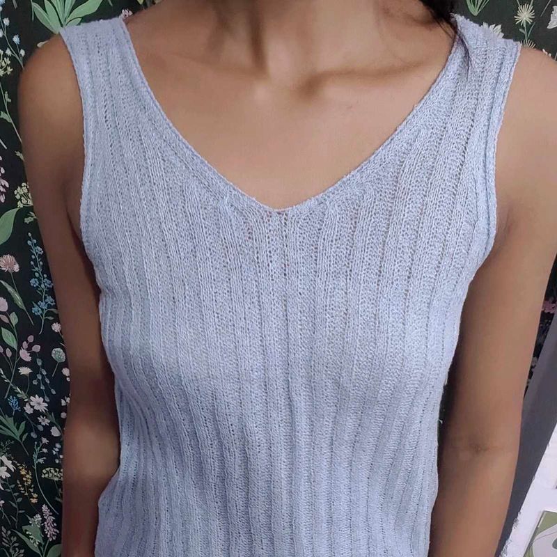 Light Blue Knit Tank Top