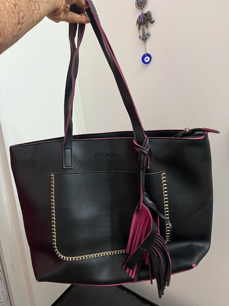 Fur Jaden Black Big Hand Bag