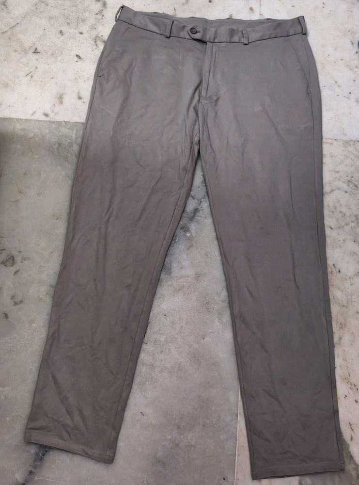 Peter England Super Slim Solid Grey Pants