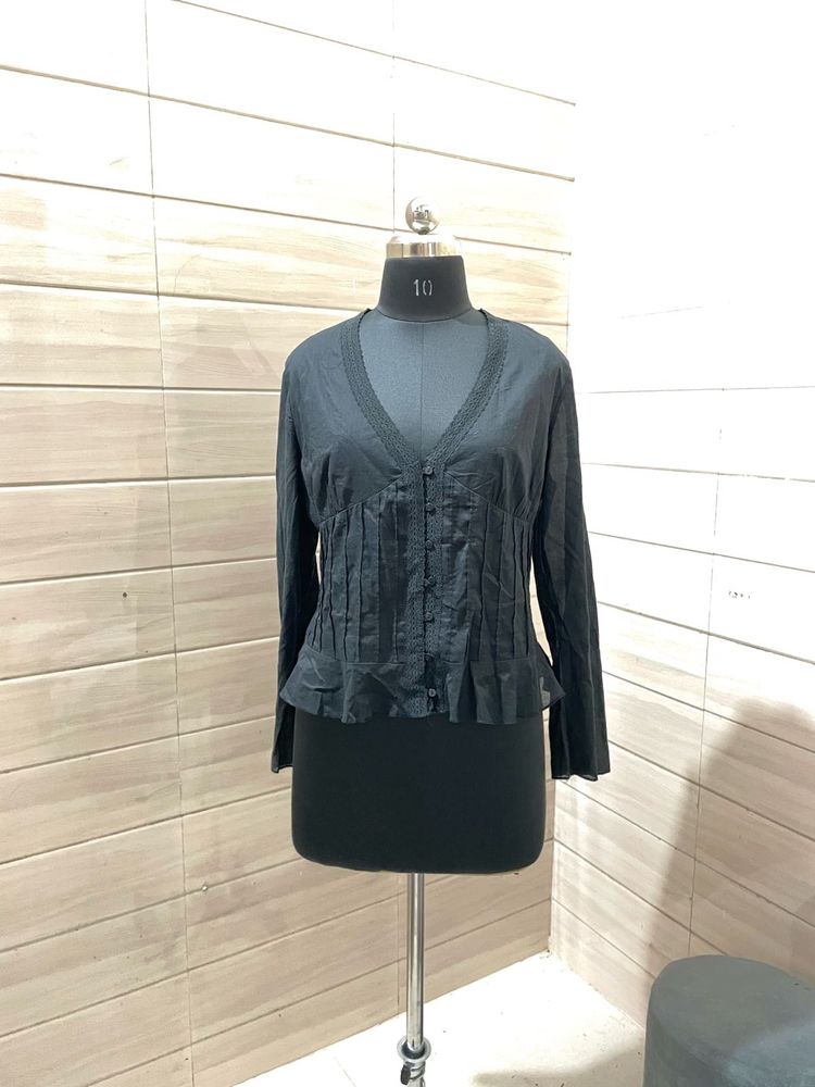 Vintage Y2k Elegant Black Button-Down Top