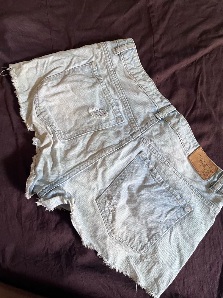 Distressed Denim Cut-Off Shorts