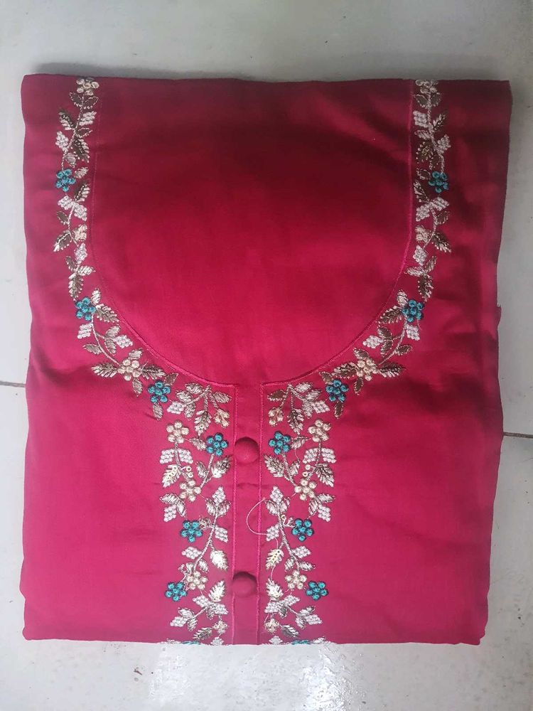 “Grace Cotton Unstitched Suit | Magenta Color | Th