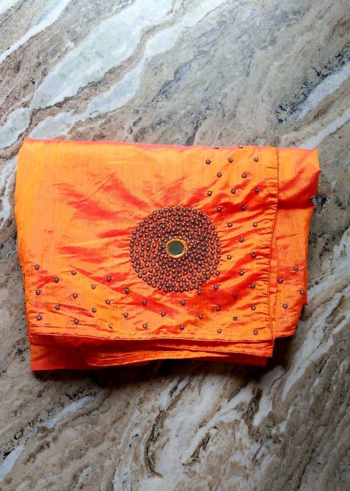 Orange Embellished Saree