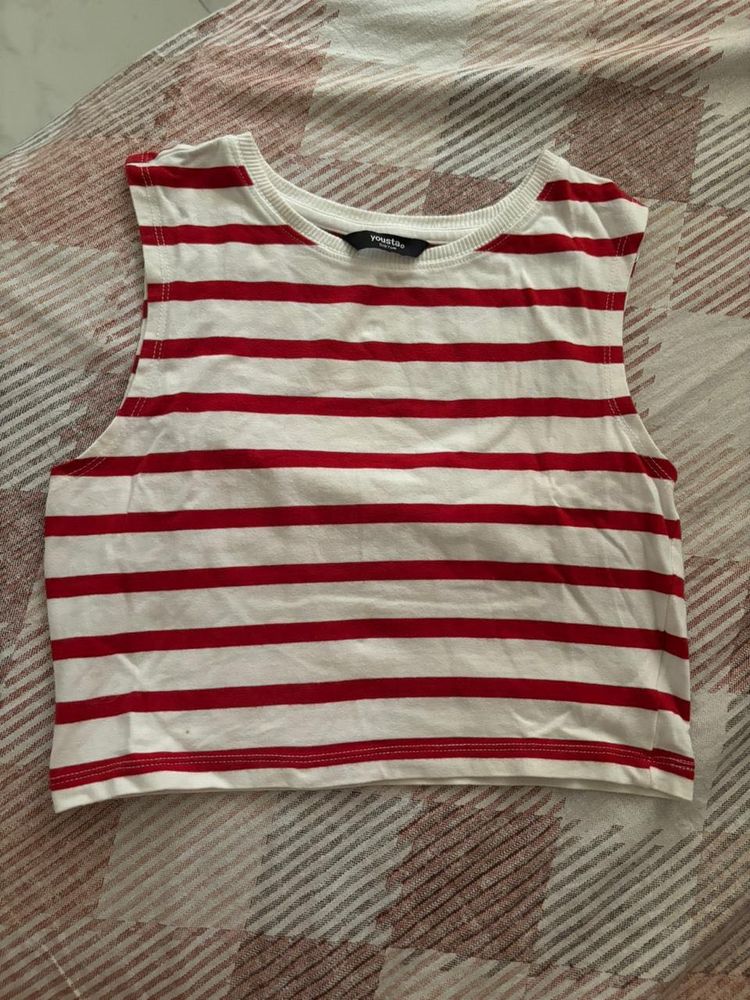 Red &amp; White stripped top - S size