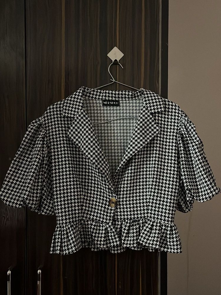 Houndstooth Peplum Top