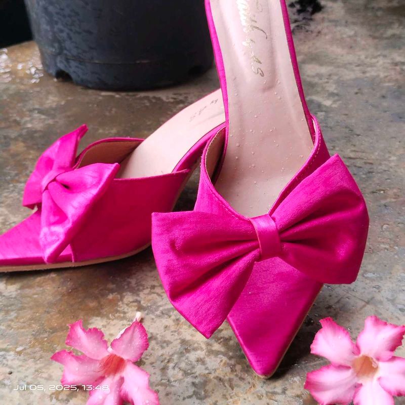 Hot Pink Bow Mules