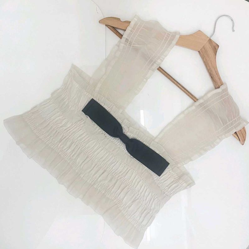 White Smocked Crop Top