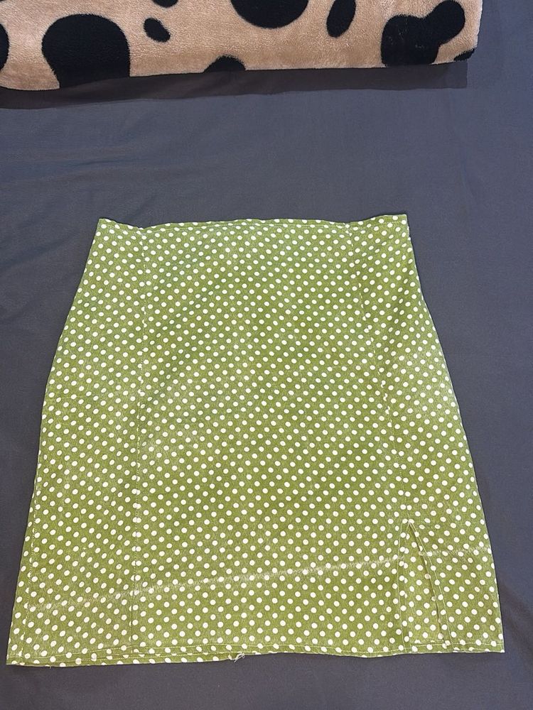 Green Polka Dot Mini Skirt