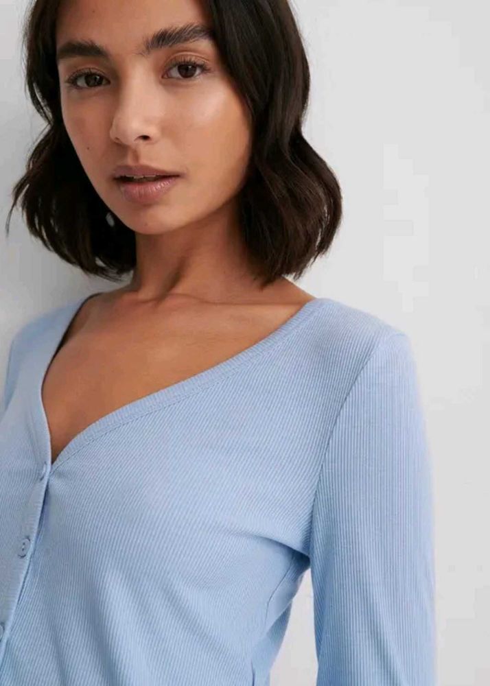 Light Blue Ribbed Cardigan