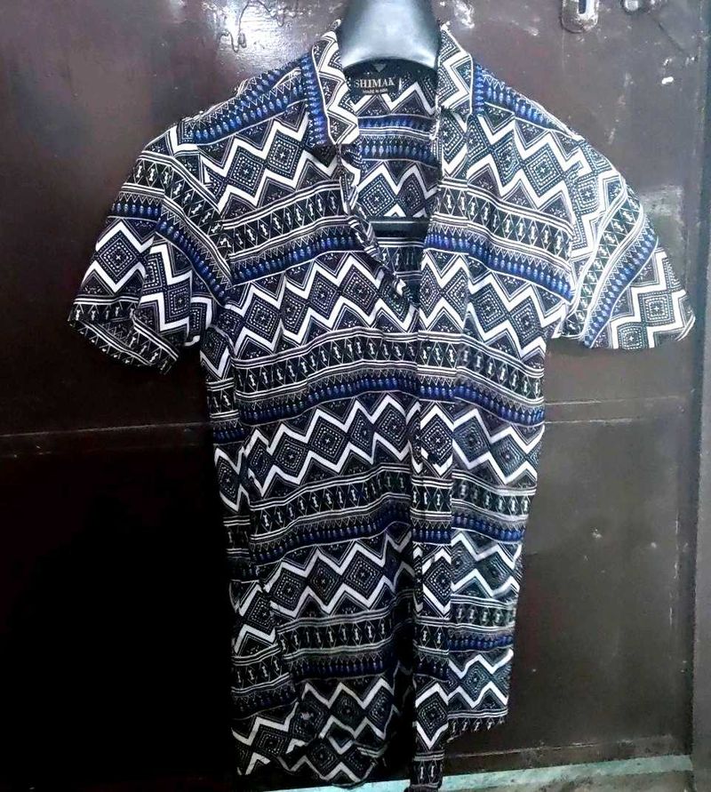 Patterned Short Sleeve Button-Down
