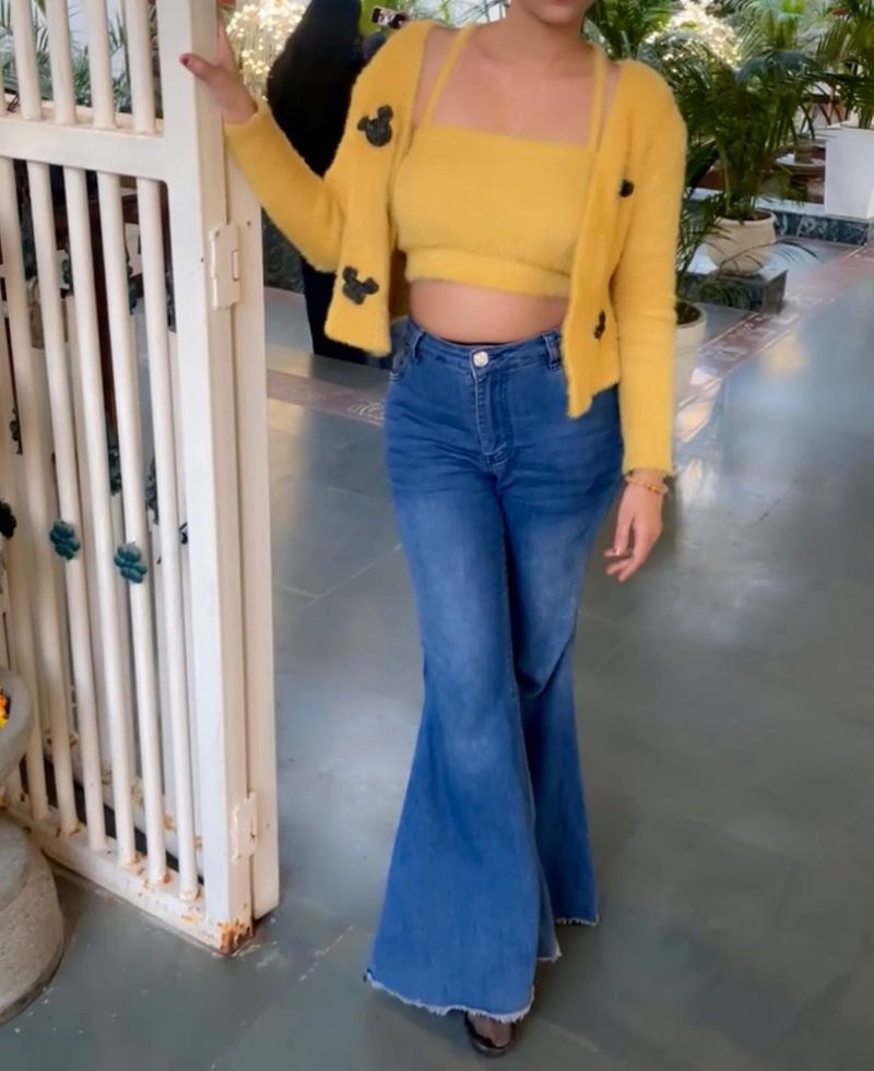 Cute Yellow Cardigan Set