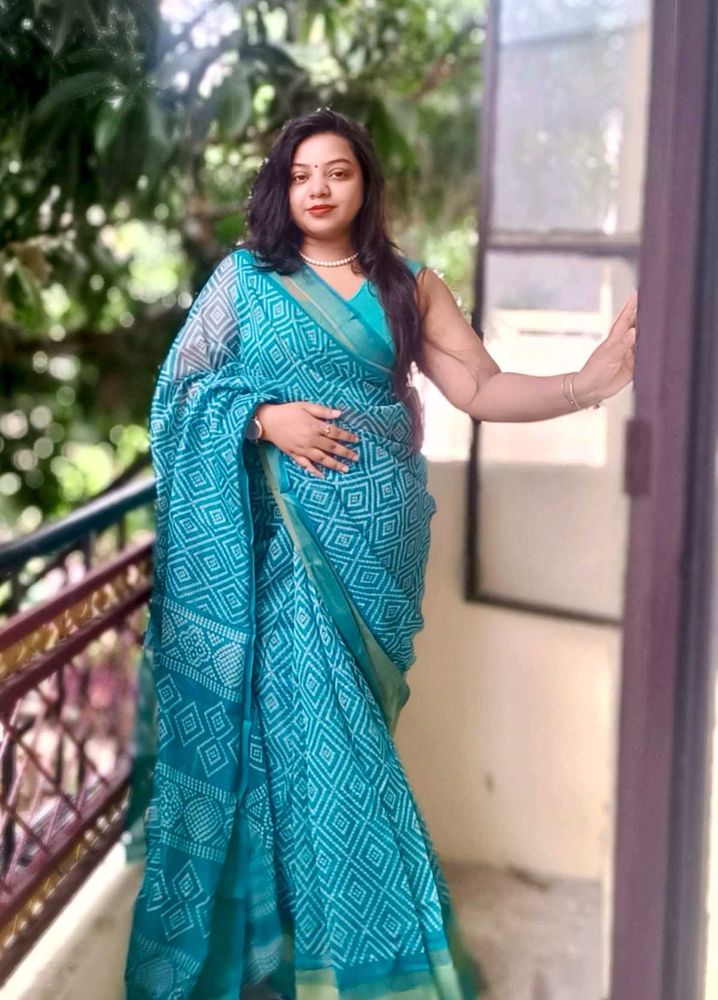 Blue Printed Saree