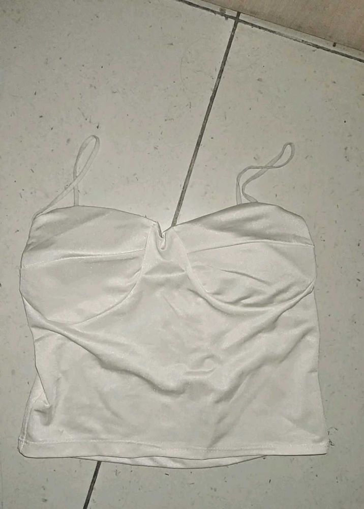 White Sleeveless Crop Top