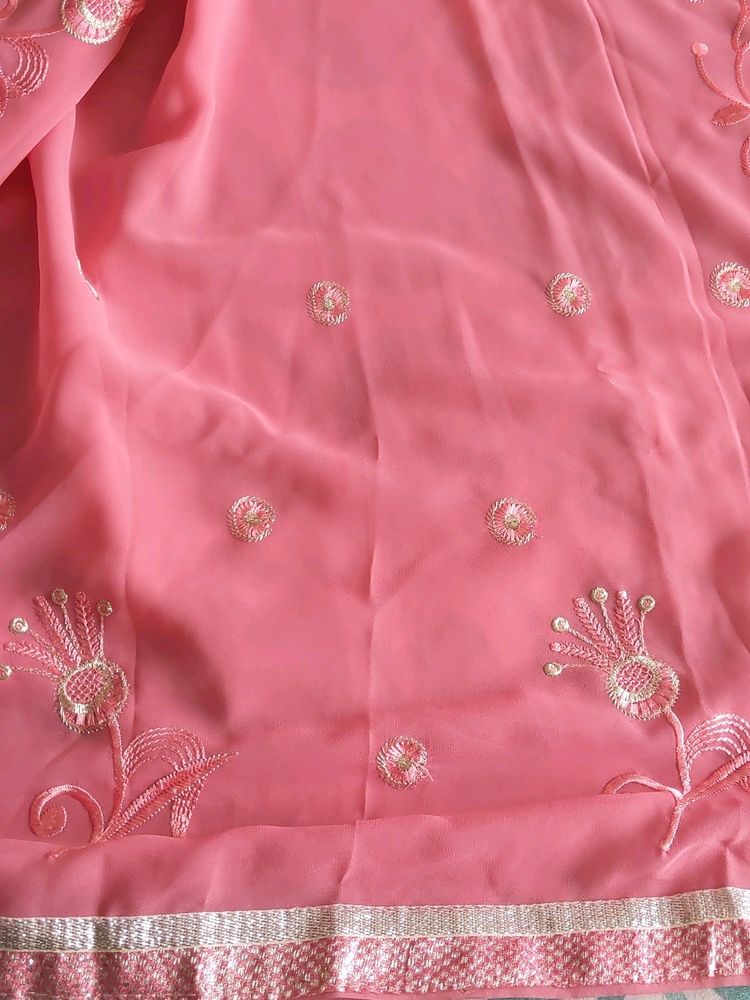 Pink Embroidered Saree