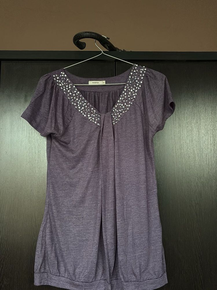 Purple Embellished Top
