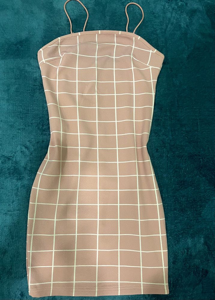 Grid Print Bodycon Dress