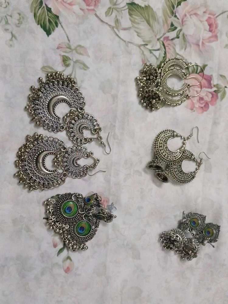 Assorted Silver Earrings Set of 5