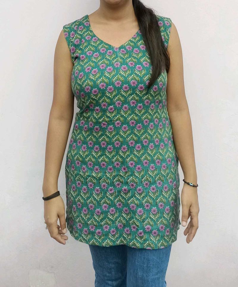 Green Floral Print Kurti