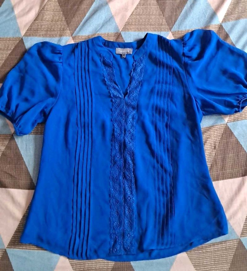 Elegant Blue Lace Blouse