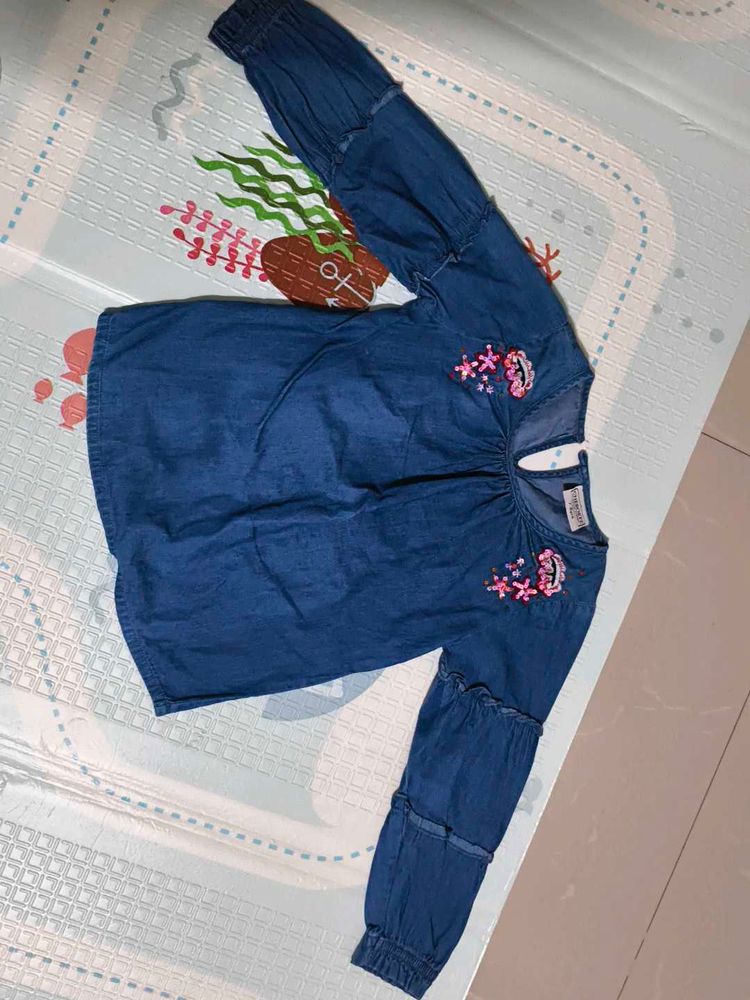 Full Sleeves Denim T Shirt For Girls