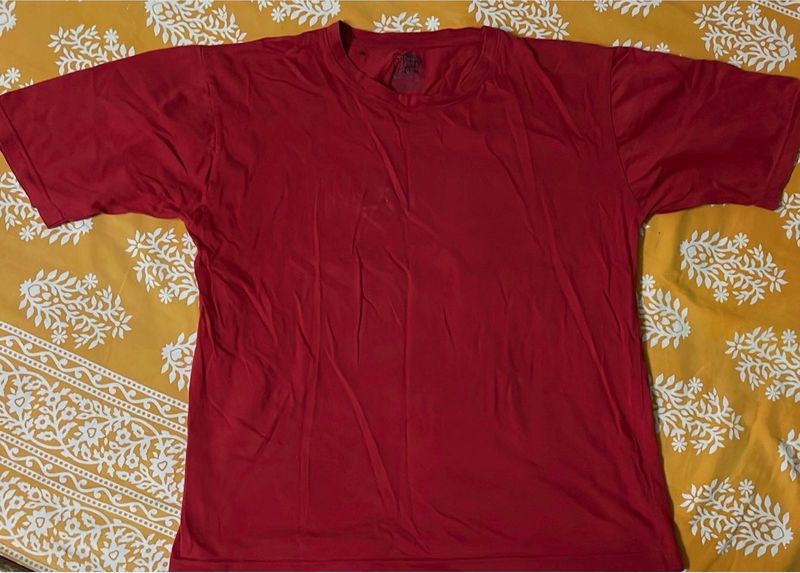 Unisex Red T-Shirt Oversized