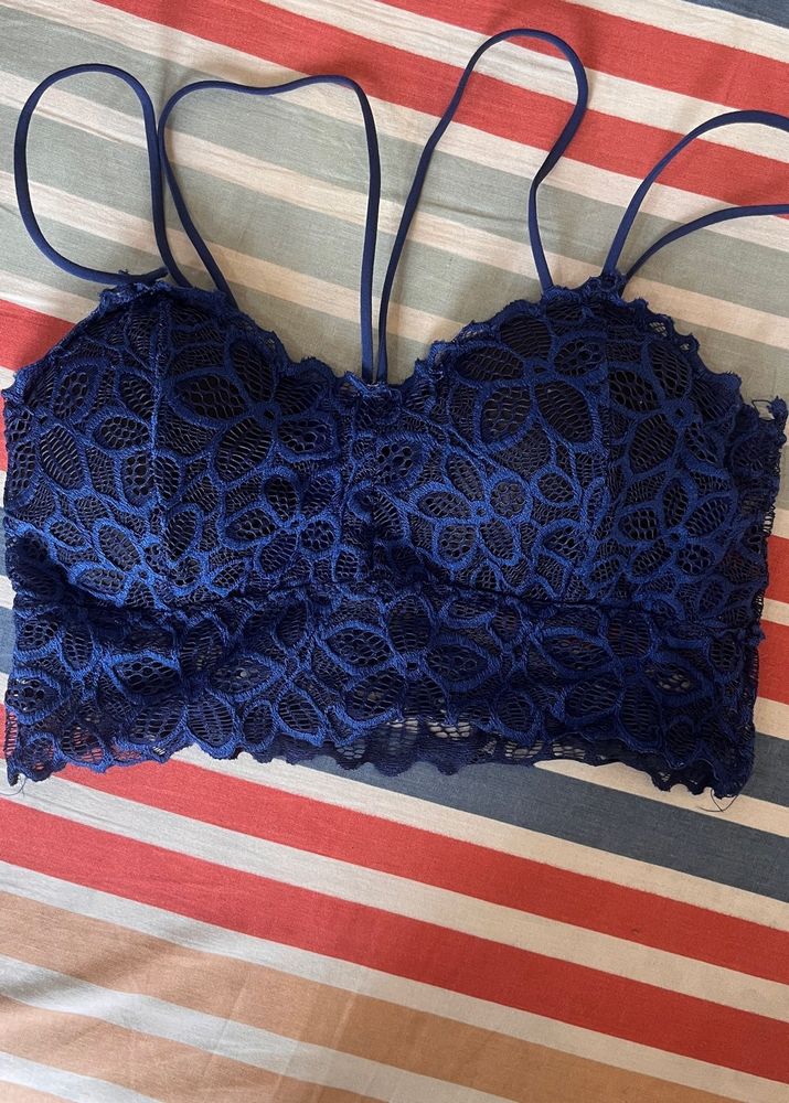Blue Net Bikini Top