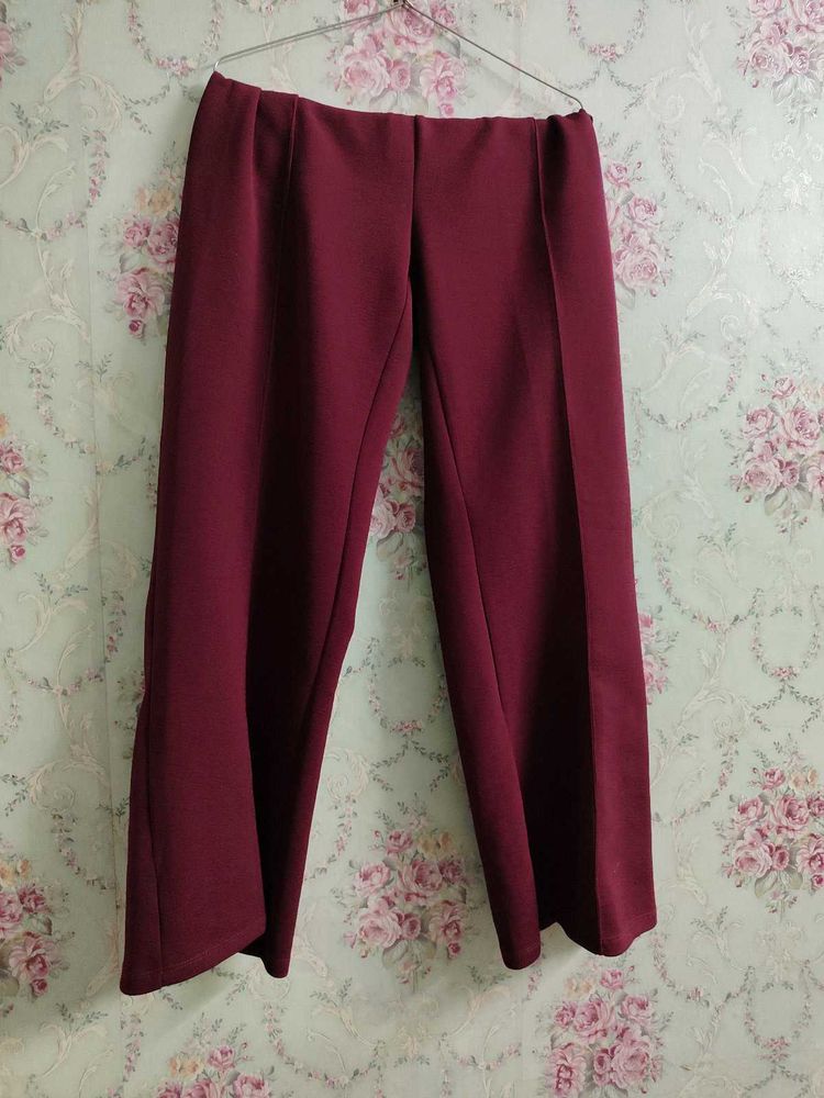 Burgundy Wide Leg Pants