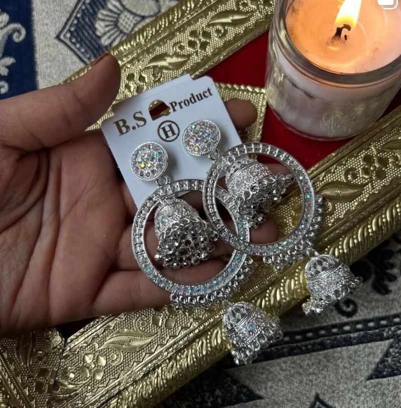 Silver Jhumka Earrings