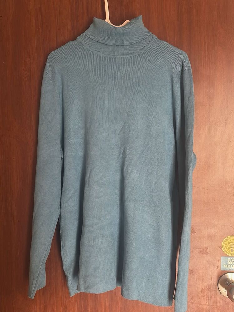 Blue Turtleneck Sweater