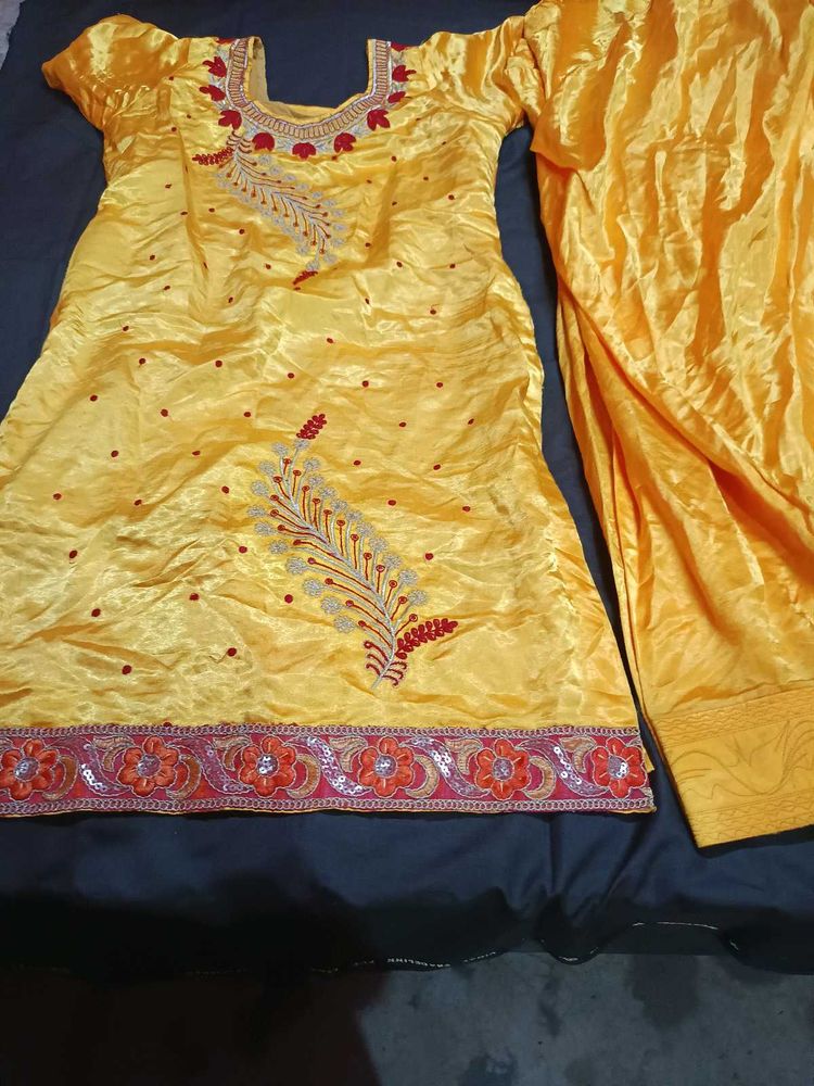 Yellow Embroidered Kurta Set