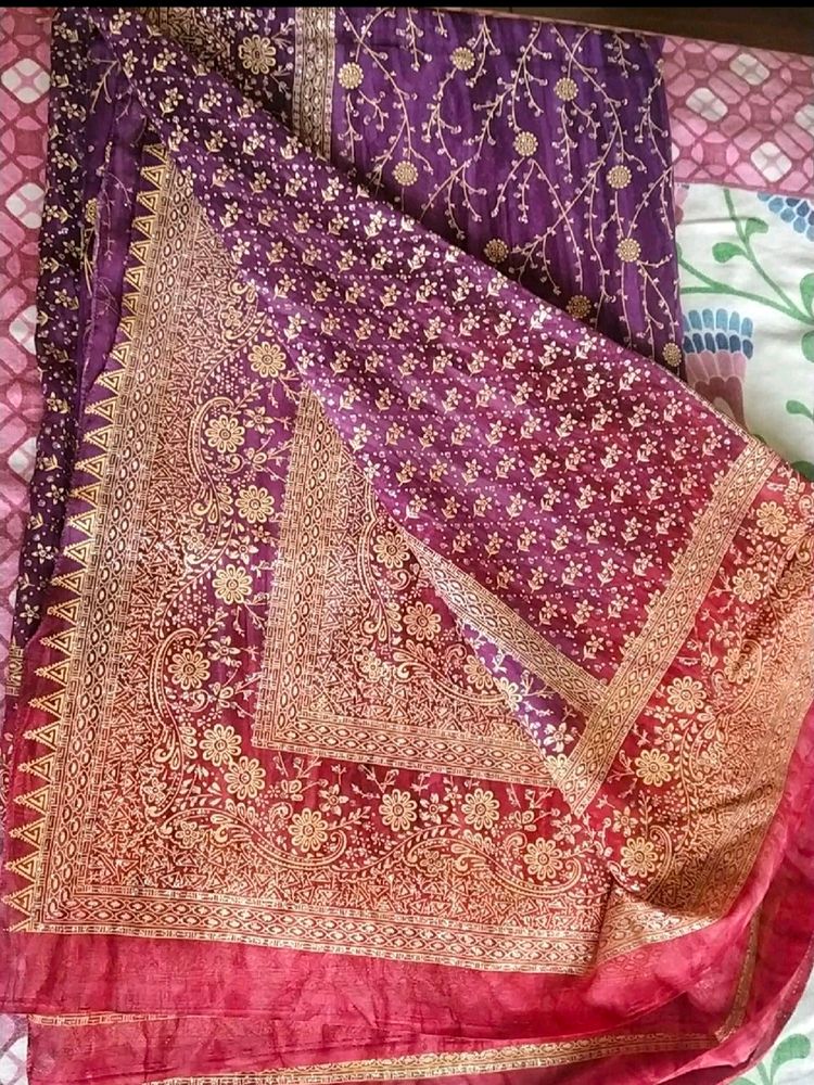 Purple Sequence Saree