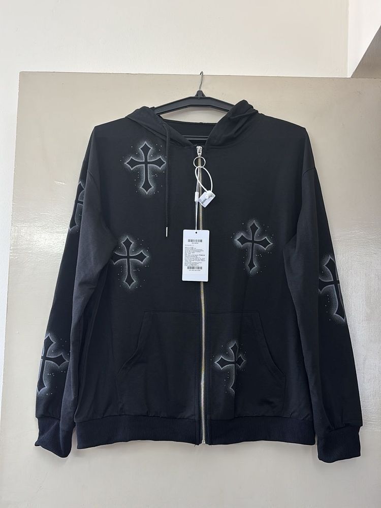 SAVANA PRINTED ZIP UP SWEATSHIRT