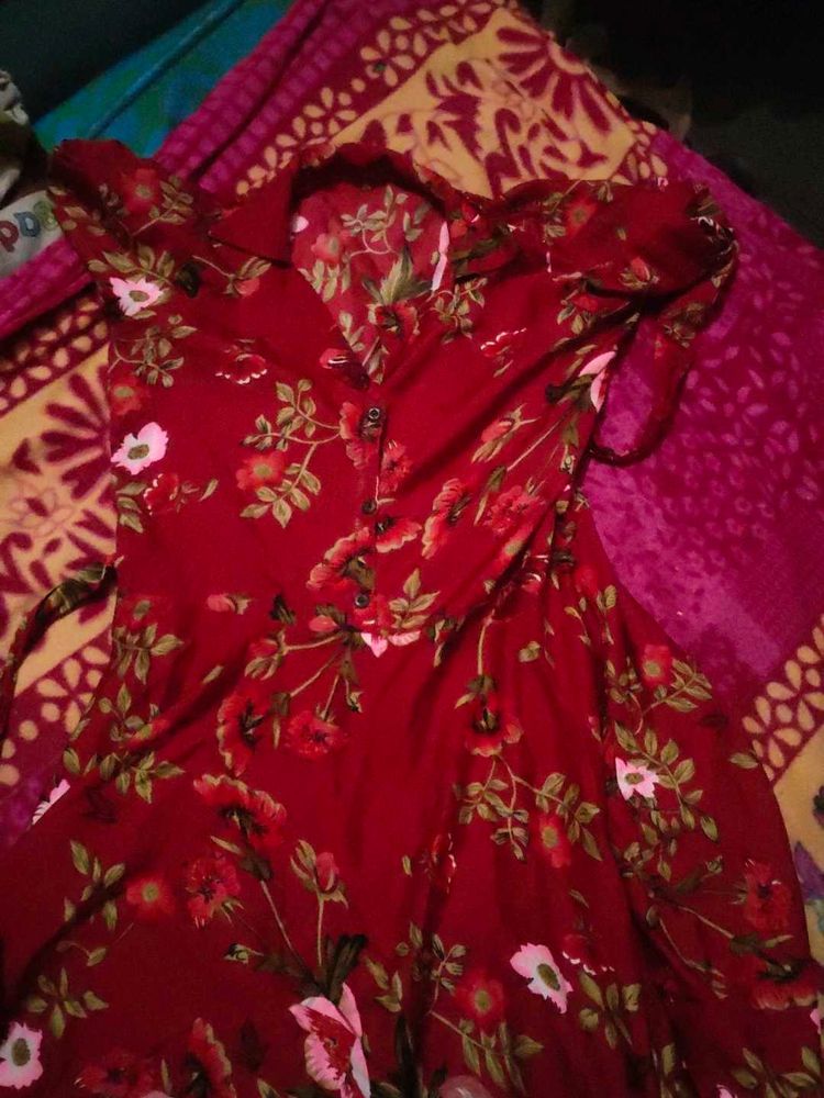 Red Floral Print Dress