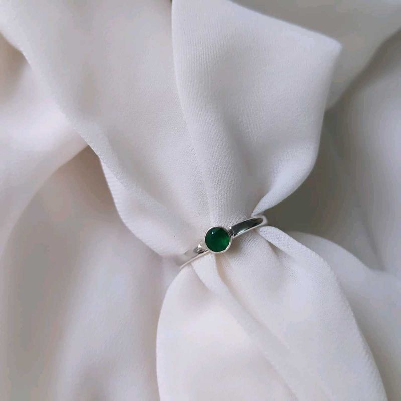 Original Silver Onyx Round Stone Ring