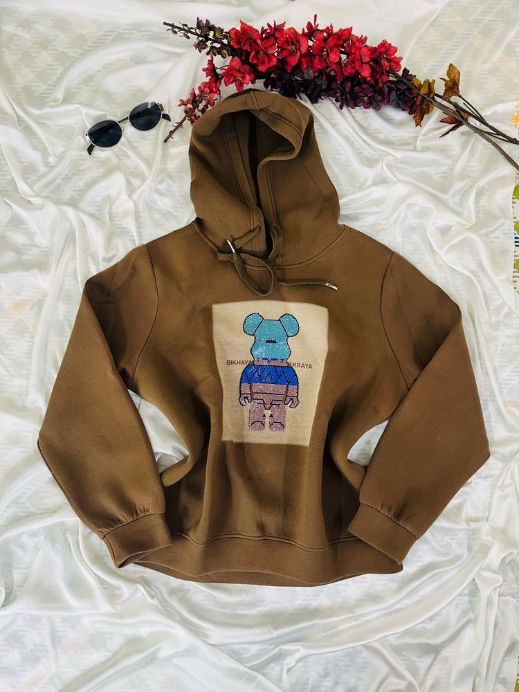 Brown Graphic warm Hoodie