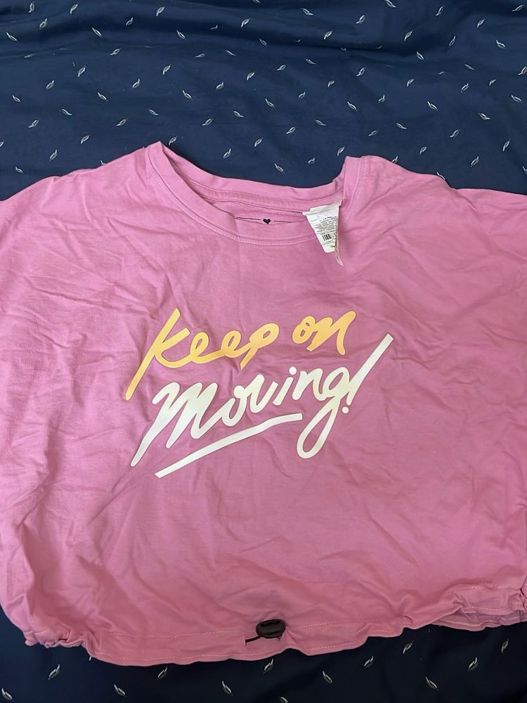 Pink 'Keep On Moving!' Tee