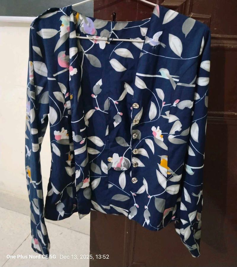 Floral Print Button-Up Top