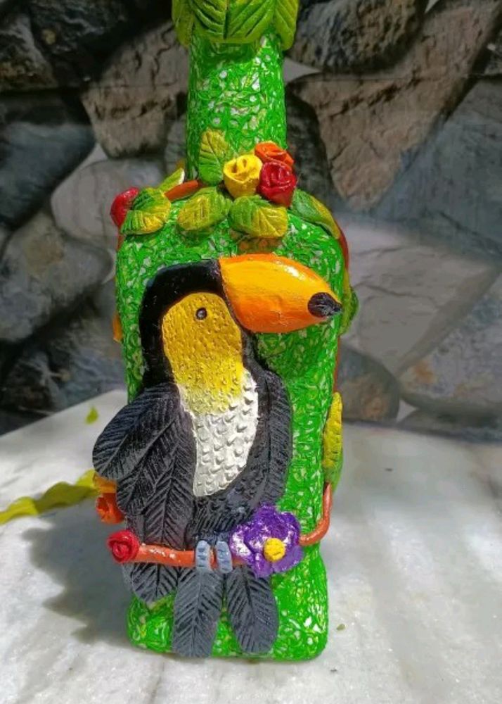 Bird Design On Decorative Bottle Art