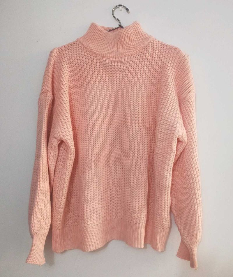 URBANIC Peach Turtleneck Knit Sweater