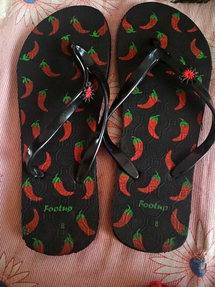 Funky Chili Print Flip-Flops